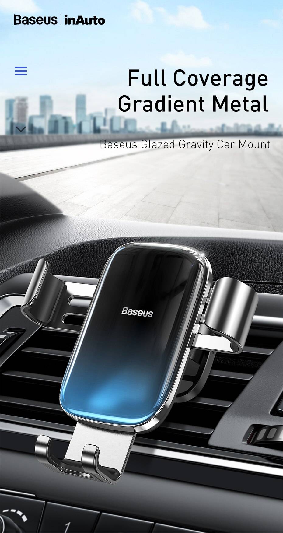 Baseus Metal Car Phone Holder Gravity Auto Stand Car Air Vent Mount Mobile Phone Holder for iPhone Xiaomi Universal Holder Baseus Metal Car Phone Holder Gravity Auto Stand Car Air Vent Mount Mobile Phone Holder for iPhone Xiaomi Universal Holder