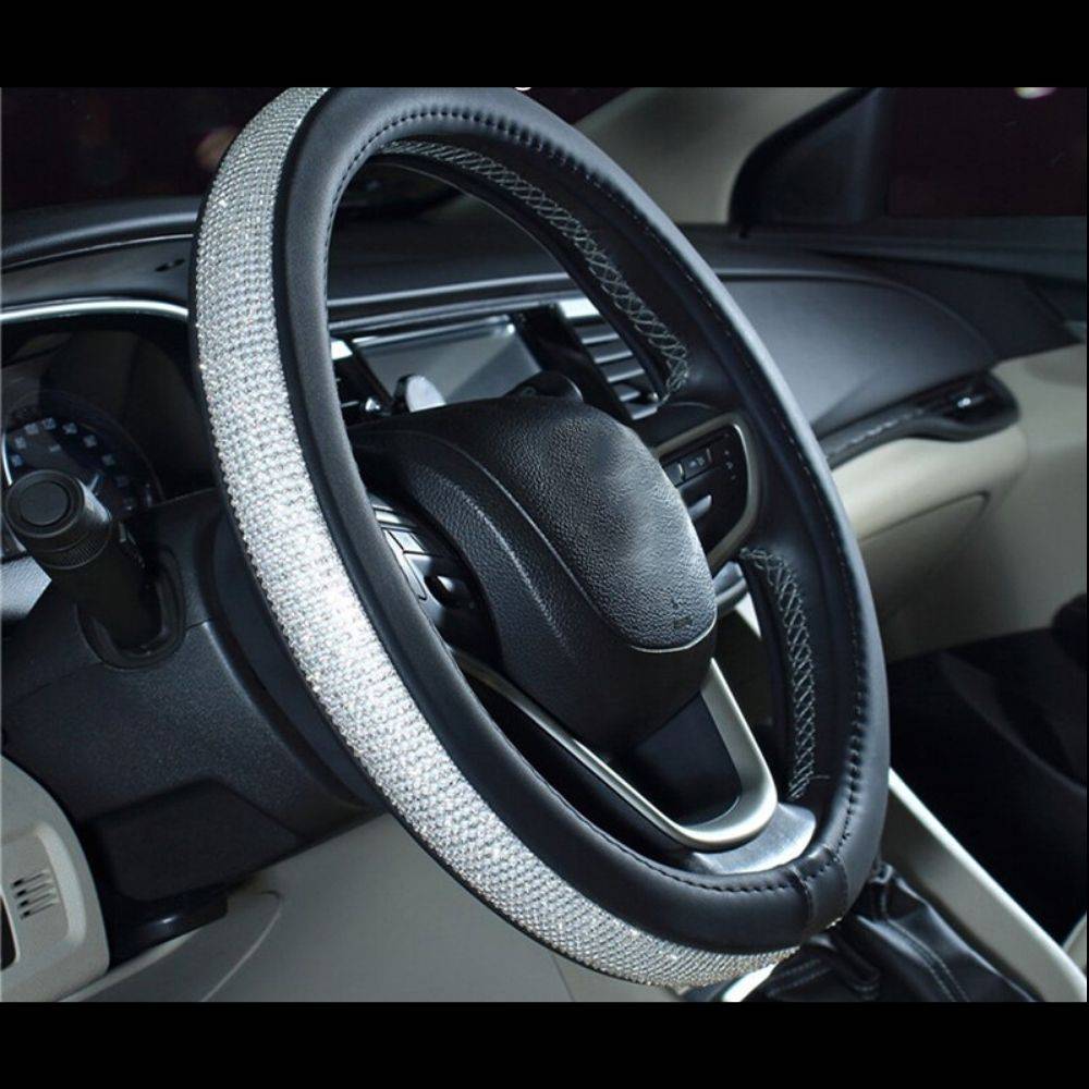 Rhinestone Steering Wheel Cover Driving Comfort US market only Color : Pink & Silver|Red & Silver|Beige & Silver|Black & Golden|Black & Silver Rhinestone Steering Wheel Cover Driving Comfort US market only Color : Pink & Silver|Red & Silver|Beige & Silver|Black & Golden|Black & Silver