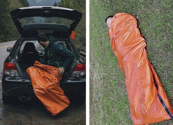 Emergency Sleeping Bag Car Accessories Color : Green|Orange|Camouflage Emergency Sleeping Bag Car Accessories Color : Green|Orange|Camouflage