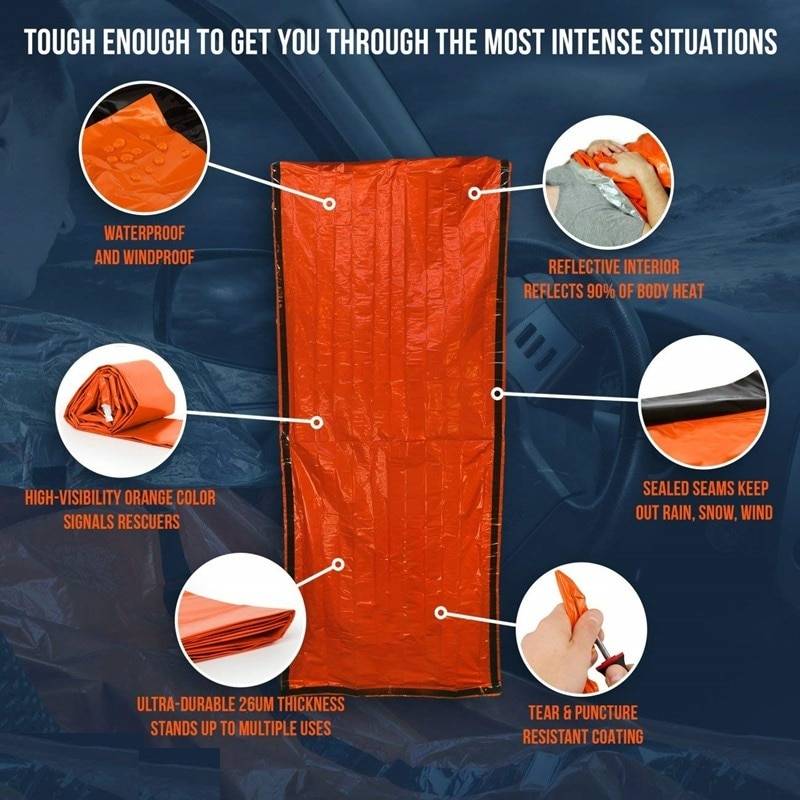 Emergency Sleeping Bag Car Accessories Color : Green|Orange|Camouflage Emergency Sleeping Bag Car Accessories Color : Green|Orange|Camouflage
